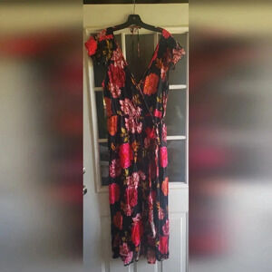 Xhilaration| Hi-Lo Tie-Front Floral Maxi  Dress